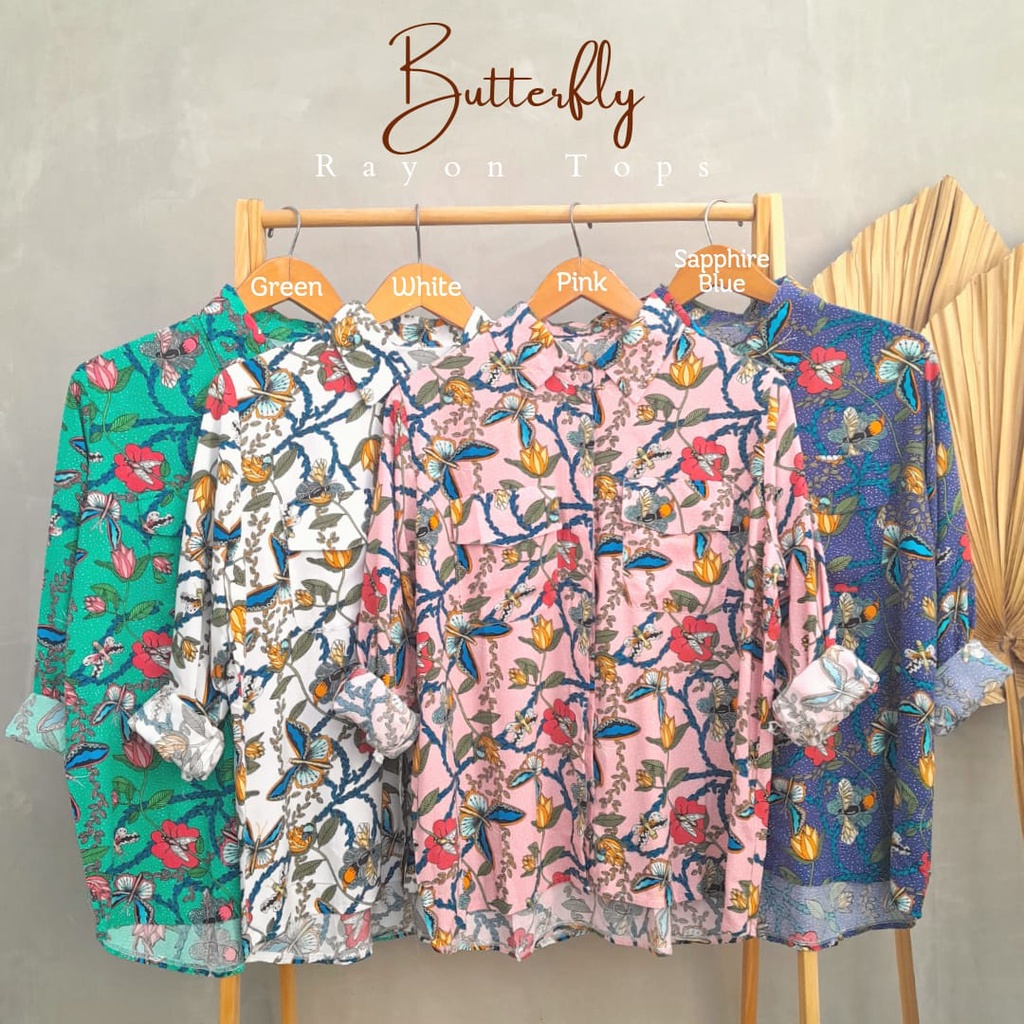 CallieTamami - A 6444 Butterfly Rayon Tops