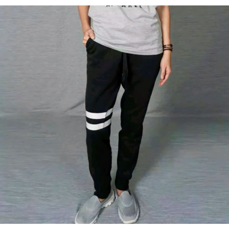 Celana Joger Harem Sport Training  List Double Stripe Korean pop Style BTS Jogger cewek