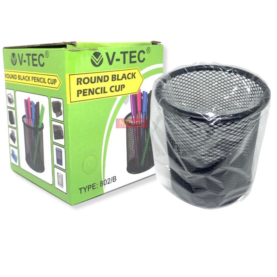 Pen Stand / Tempat Pensil Vtec Bulat Kotak / Pen Holder V-TEC motif