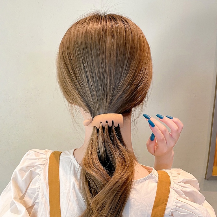 Jepit Rambut Ponytail Bahan Akrilik Warna Solid Ukuran 7cm Gaya Korea Untuk Wanita