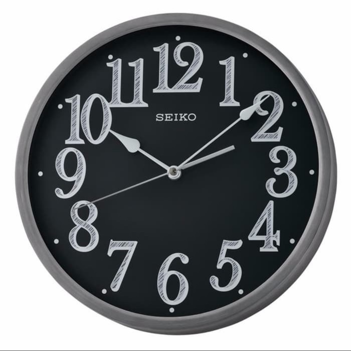 jam dinding seiko qxa706 aluminium case and dial original - Hitam