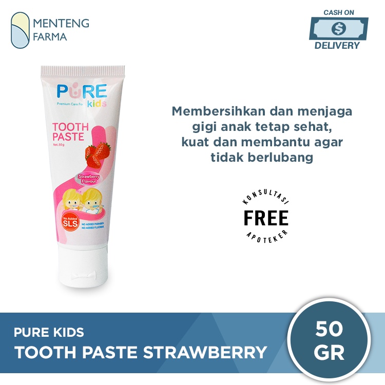 Pure Kids Toothpaste Strawberry 50 Gr - Pasta Gigi Anak Tanpa Detergen