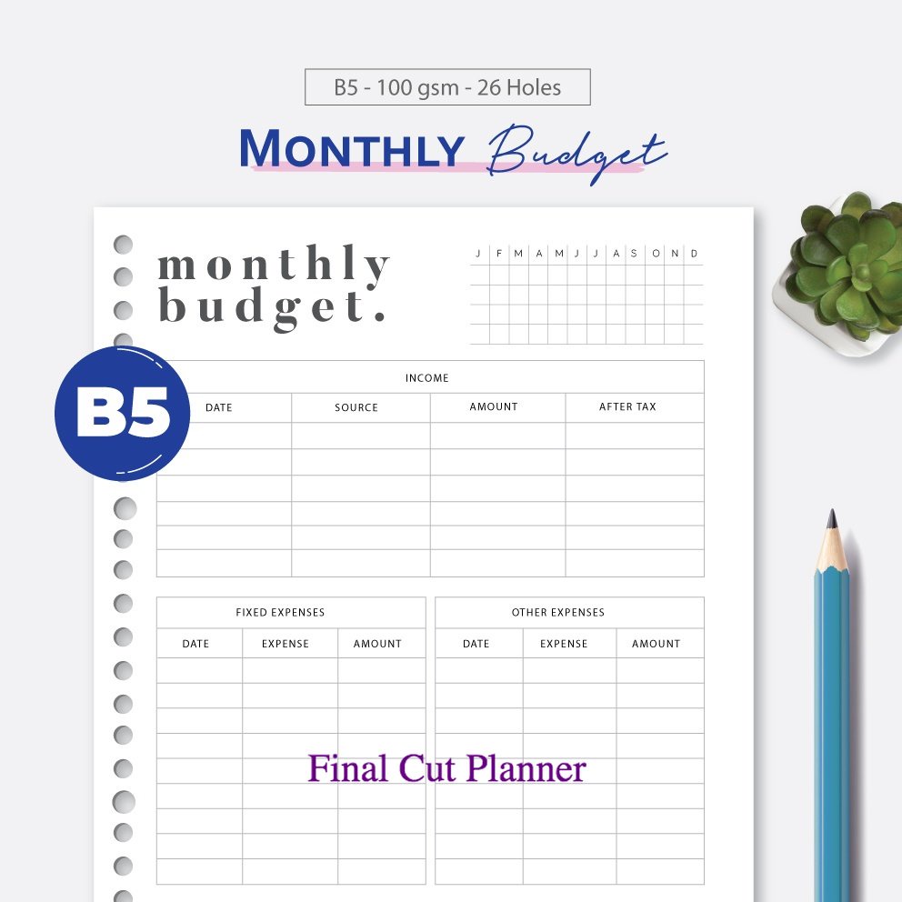 

Bukuqu Loose leaf B5 - L109 Monthly Budget .