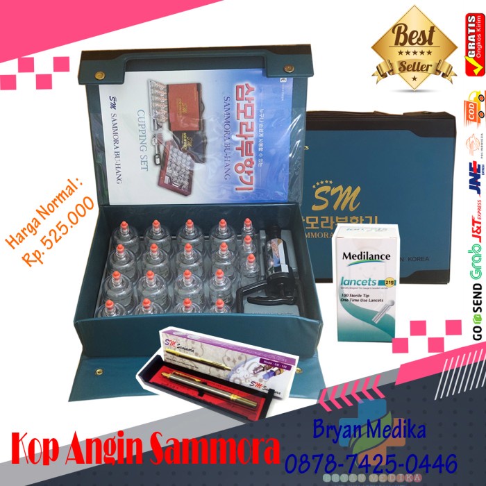 paket lengkap alat bekam sammora 19 cup biru made in korea
