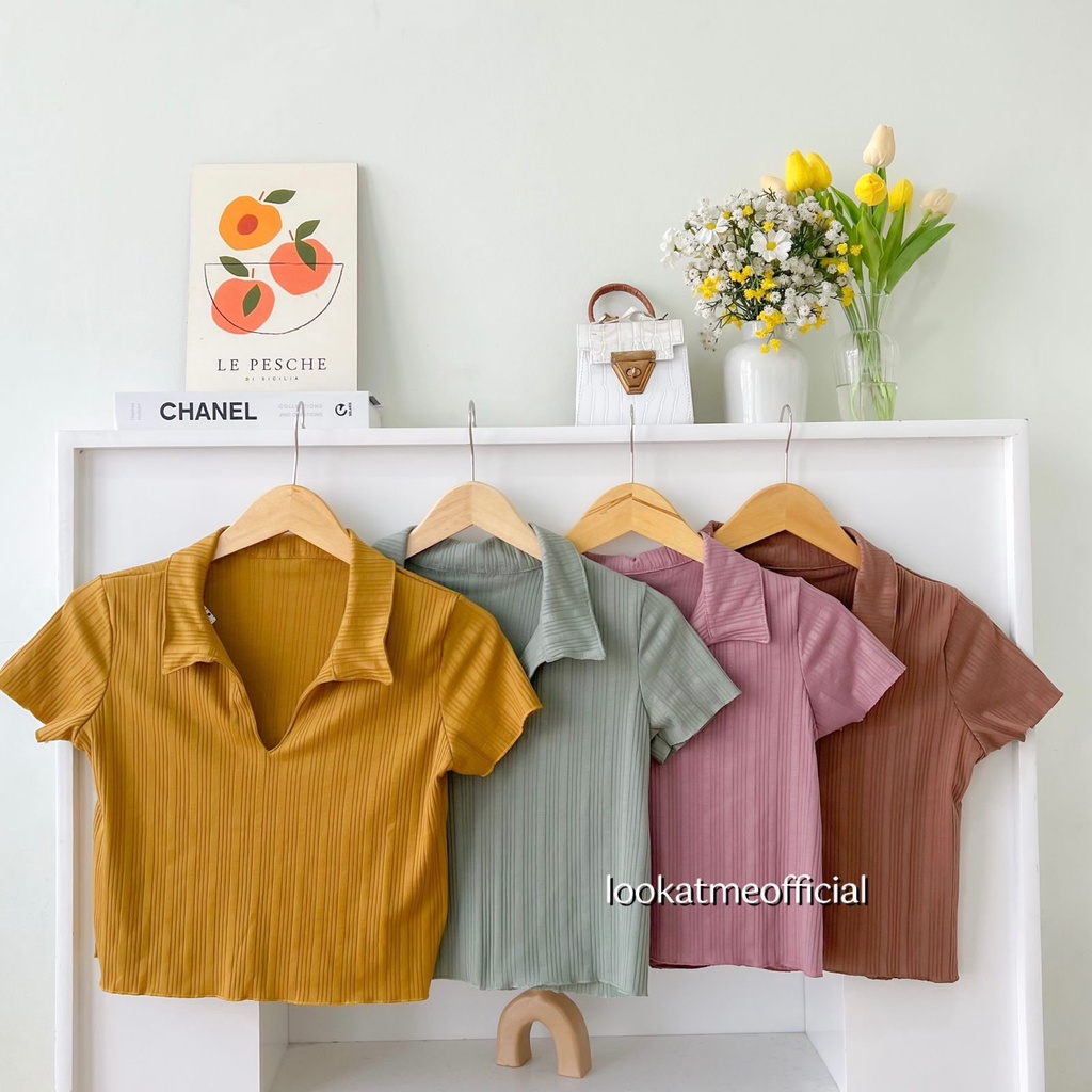 Kyoto Top - Basic Polo Crop Top Bahan Knit Premium 6486