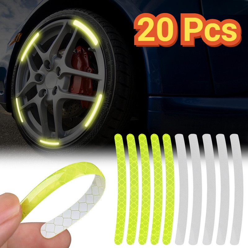 20pcs Stiker Strip Reflektif Anti Gores Dengan Perekat Untuk Roda Sepeda Motor