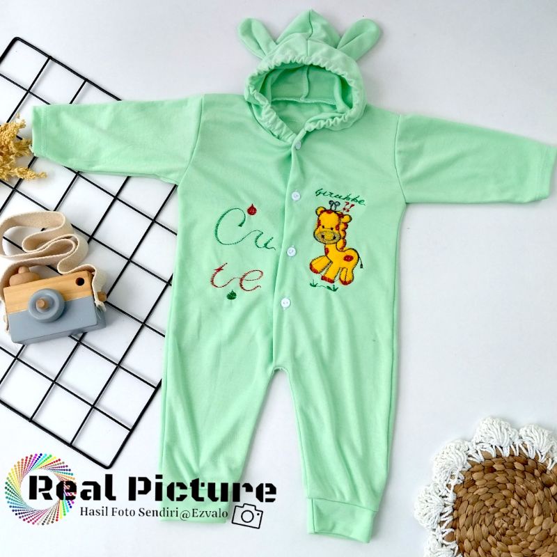 sleepsuit bayi buka kaki/jumper bayi 0-3 bulan motif bordil