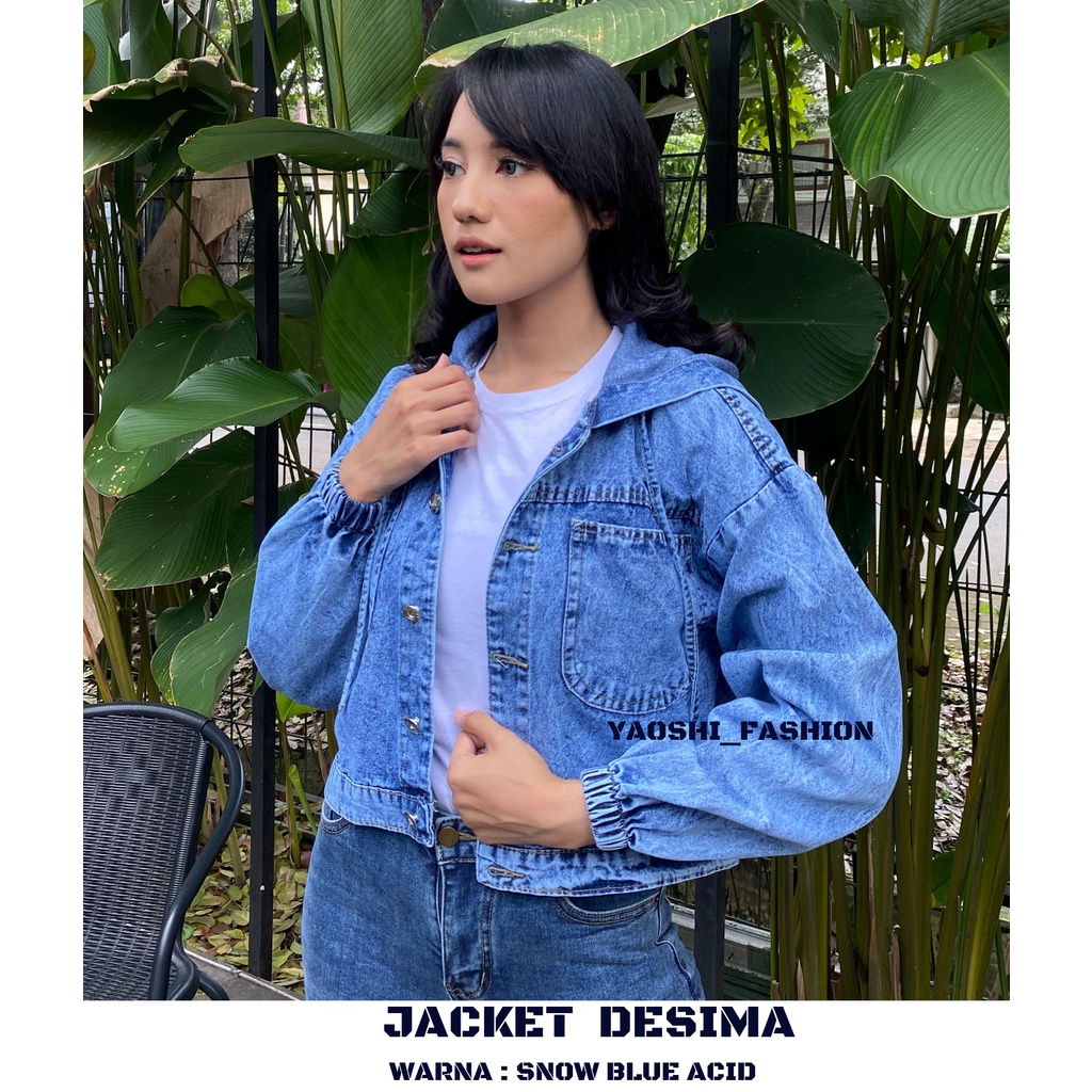 YAOSHI -JACKET DENIM  WANITA - JAKET  DENIM OVERSIZE MODEL HOODIE DESIMA