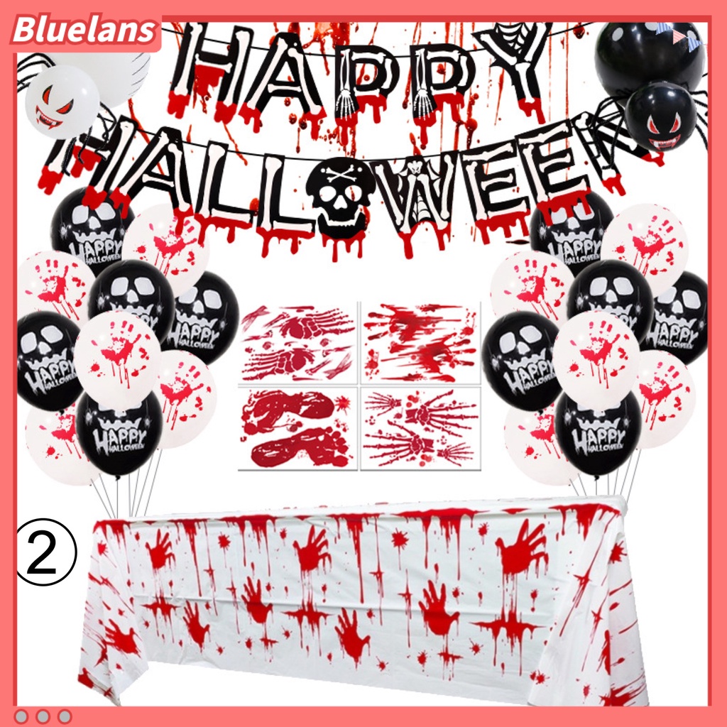 1 Set Balon Bentuk Bulat Bahan Aluminum Film Elastis Untuk Dekorasi Pesta Halloween