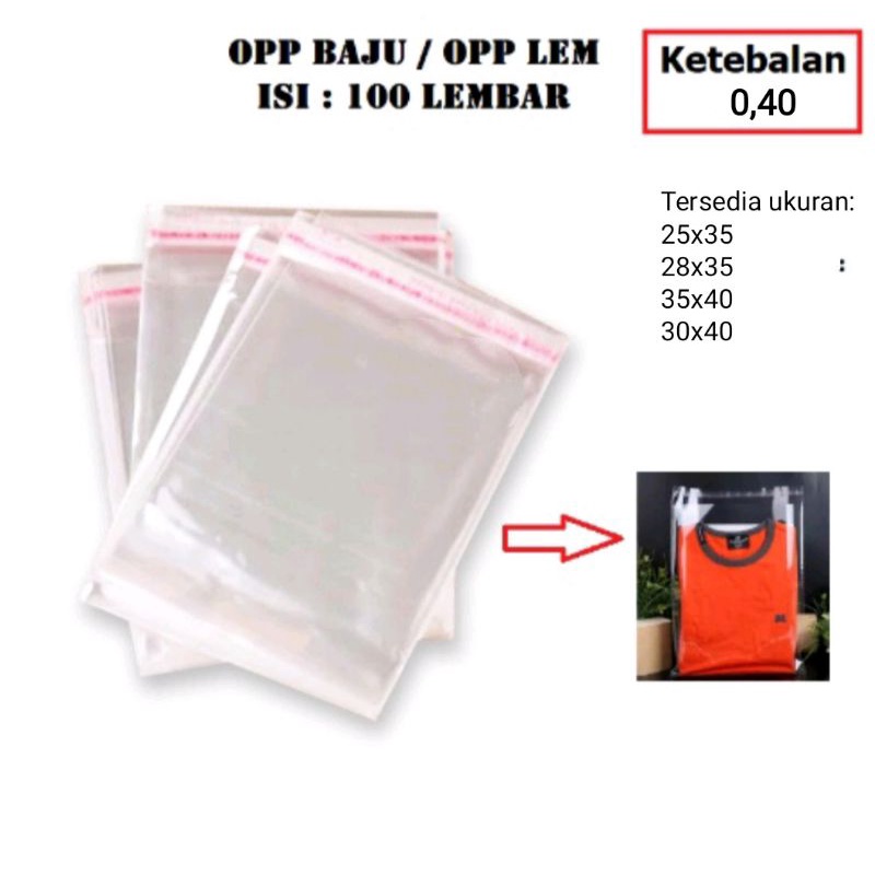 Plastik OPP Baju / OPP Lem isi 100pcs