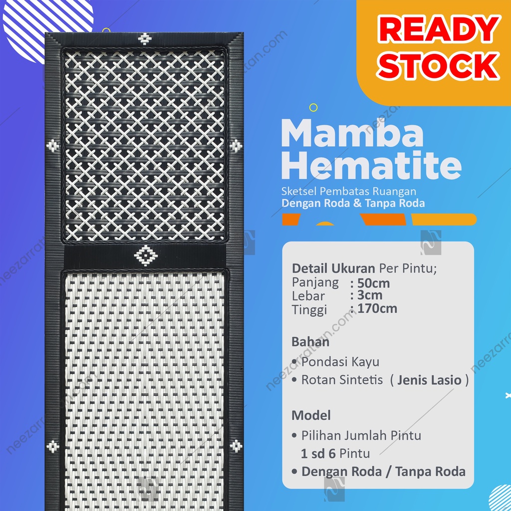 READY STOCK  Sketsel Pembatas Ruangan Sintetis Mamba Hematite