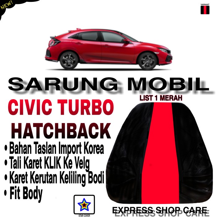 Sarung Mobil CIVIC TURBO HATCHBACK List Single MERAH Cover Civic PREMI
