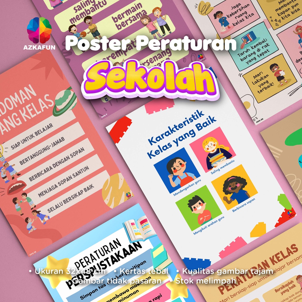 Jual Poster Edukasi Peraturan Sekolah/Kelas - Poster Sekolah ...