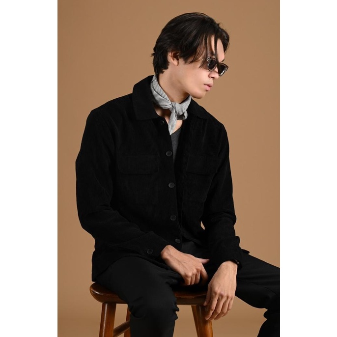 JAKET PREPP STUDIO CORDUROY OVERSHIRT JACKET BLACK