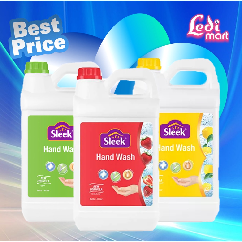 ORIGINAL Sleek Hand Wash Anti Bacterial DERIGEN Isi 4 LITER / Sleek Sabun Cuci Tangan / LEDI MART