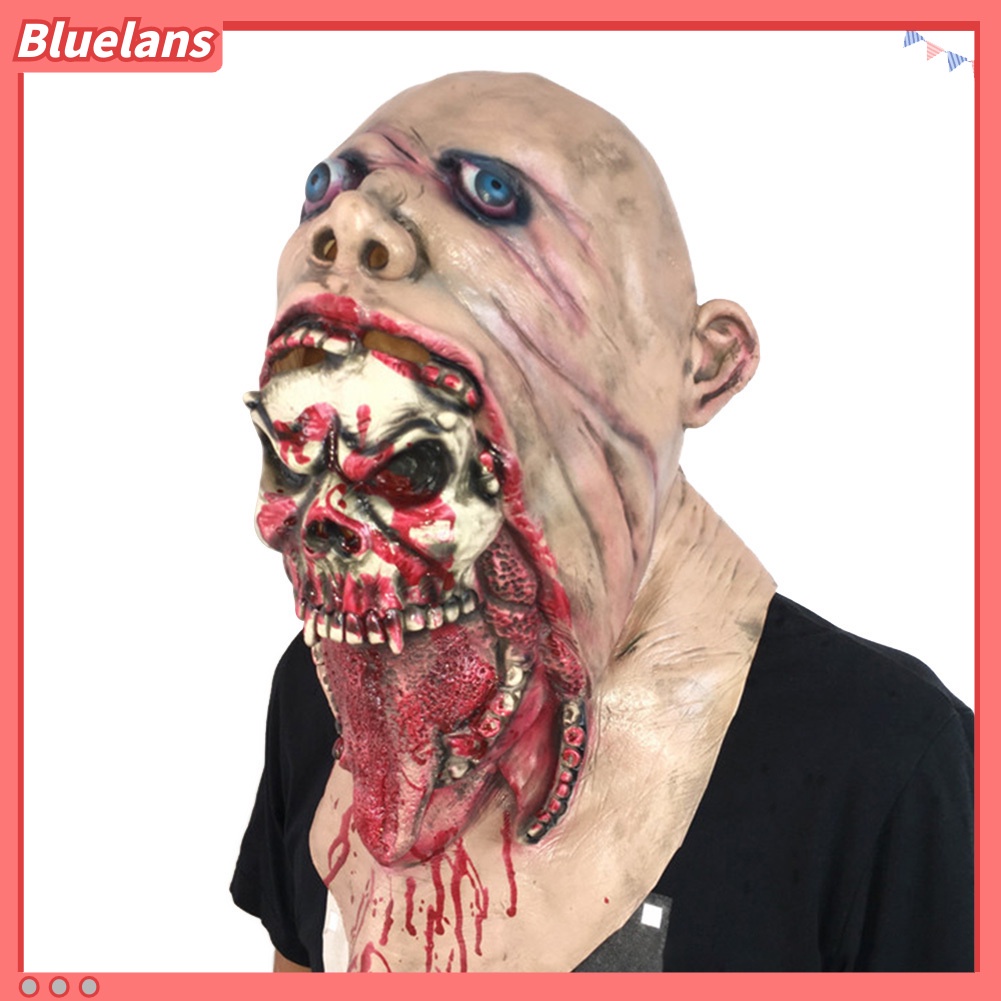 Topeng Bloody Zombie Bahan Latex Untuk Properti Kostum Cosplay Halloween