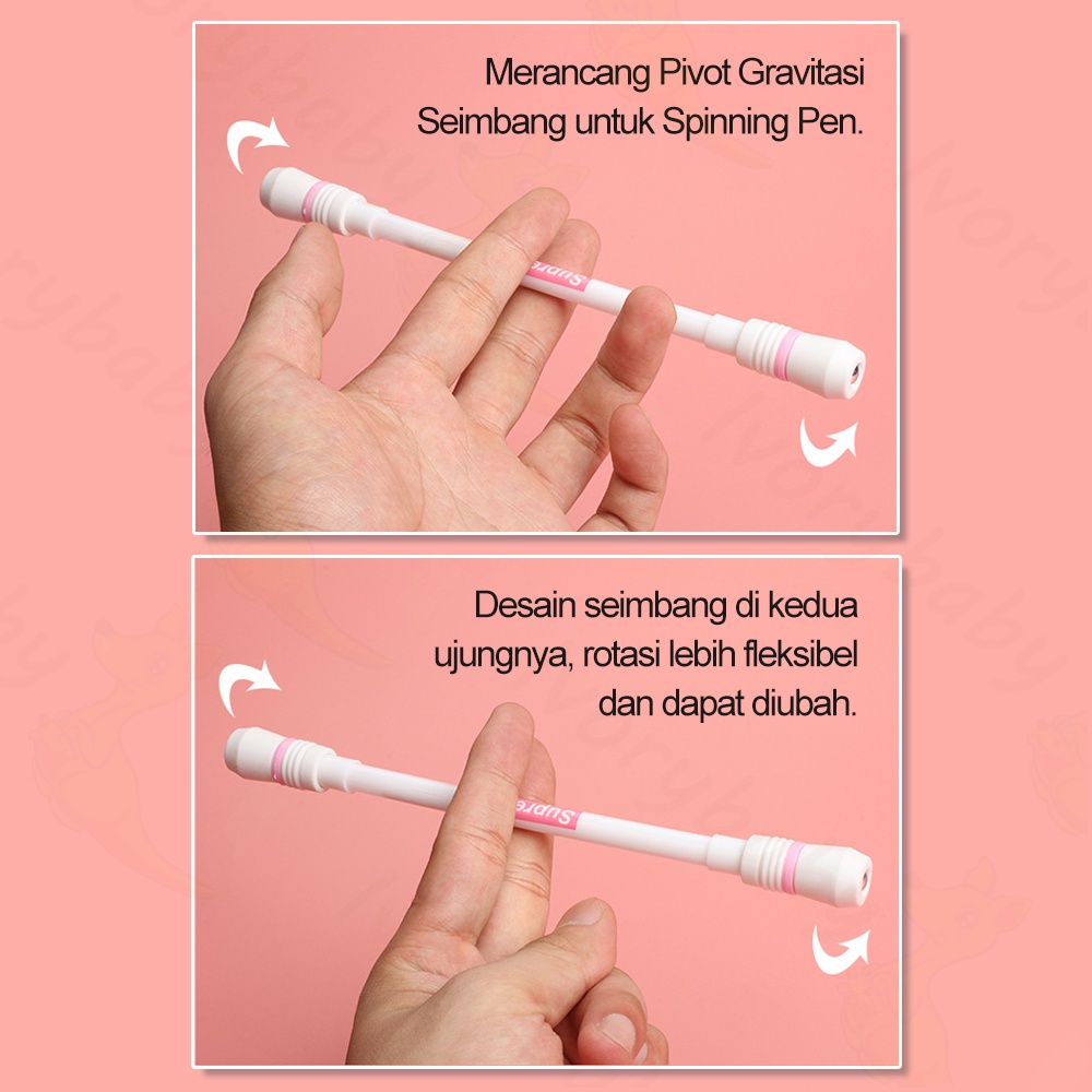 Ivorybaby Pen spinning/spining Gel pen Pulpen putar Spinner Bolpoin anti slip anak Rotating Pen