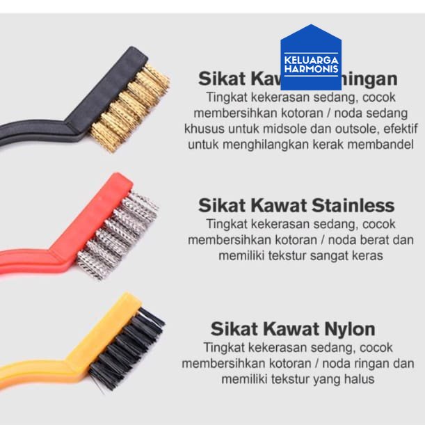 Sikat Kawat 3 in 1 Sikat Pembersih Noda 1 set Isi 3Pcs Wire Brusher