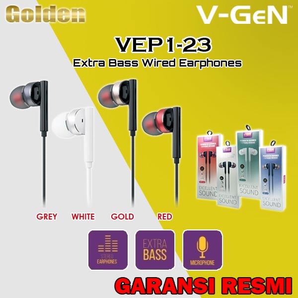 VGEN V-GeN VEP1-23 Wired Earphone Headset Headfree Stereo Sound