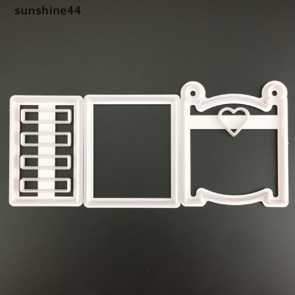 Sunshine 3Pcs Cetakan Kue / Biskuit Bentuk Ranjang Kecil Bahan Plastik