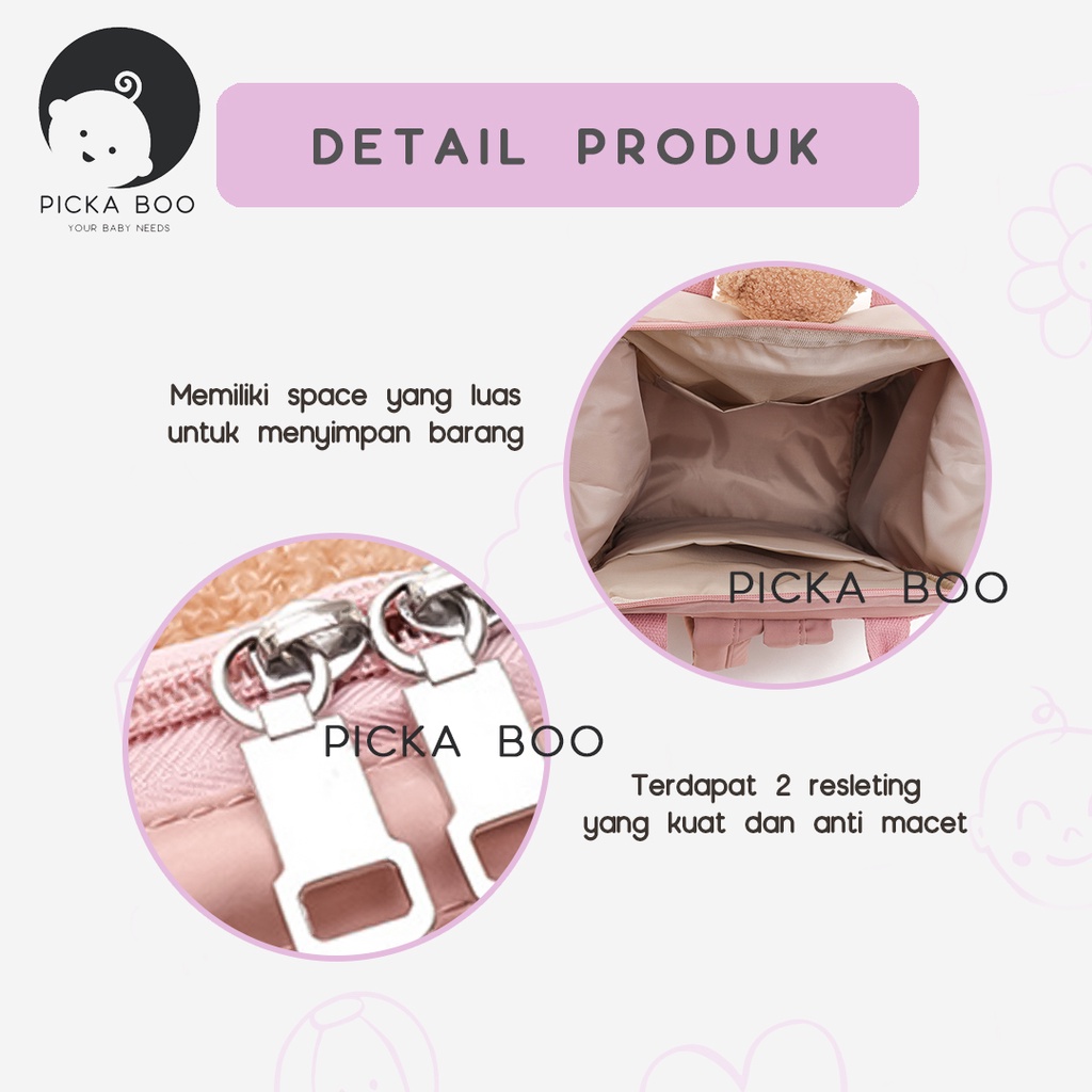 PICKA BOO Tas Ransel Bayi  Multifungsi Diaper Bag Baby