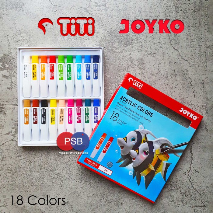 

Cat Akrilik Titi Joyko 18 Warna X 12 Ml / Cat Akrilik Murah