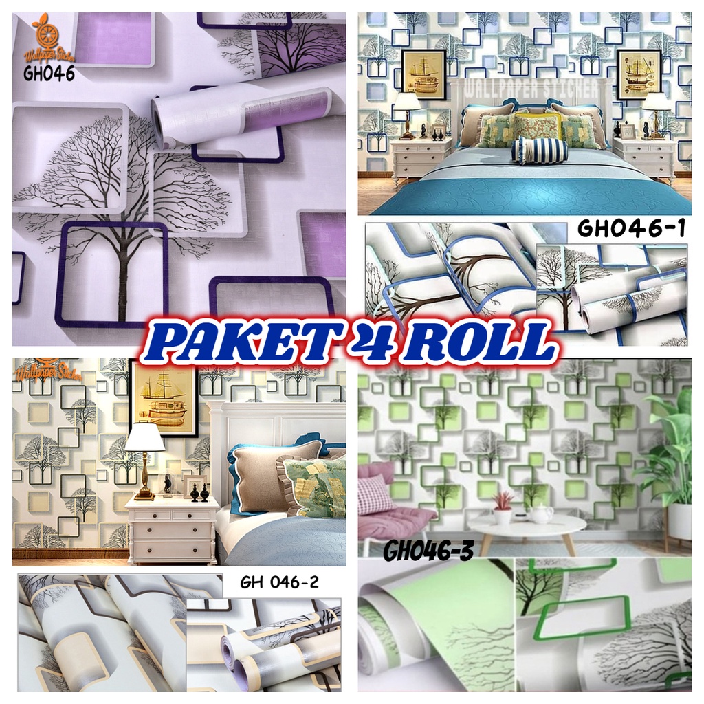 PAKET 4 ROLL Wallpaper Dinding TERMURAH UK 45CMx5m Premium High Quality Bisa Cod