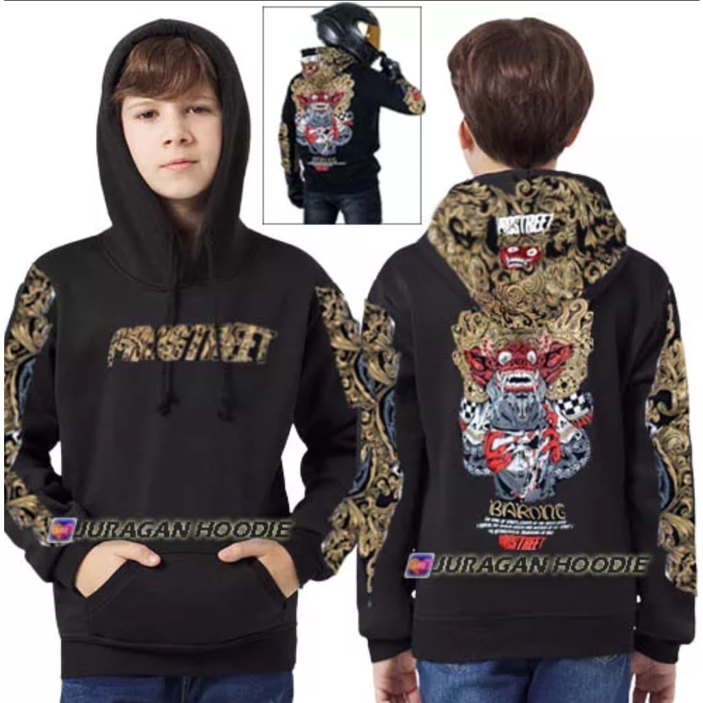 Jaket Jumper Hoodie Anak Prostreet Hitam Barong / Jaket Motor Anak Laki-Laki Perempuan Tanggung Usia 6-11 Tahun Terbaru Bahan Premium Bisa cod