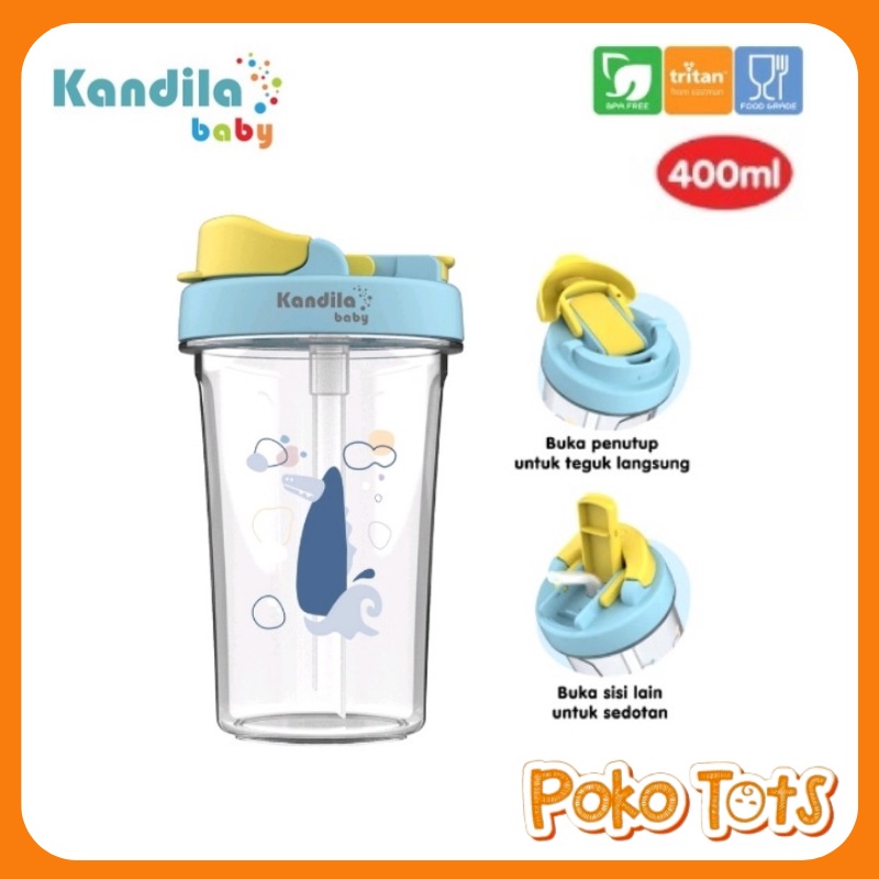 Kandila Baby Tritan Training Cup Straw &amp; Direct 400ml KDL007-7 Botol Minum Anak Dengan Sedotan