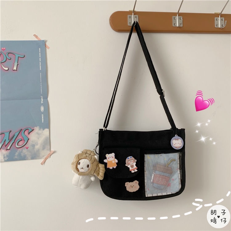 ✣✷❍Sera Versi Korea INS Vintage Cute Girl Kanvas Tas Kecil Harajuku Jepang Kartun Lembut Gadis Tas Bahu Messenger Tas