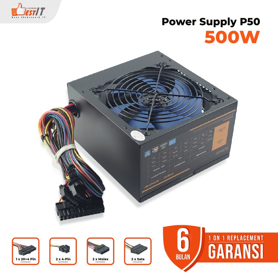 Power Supply M-Tech P50 PSU 500W Fan 12cm M-Tech Original
