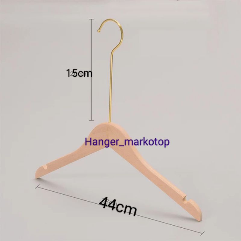 Hanger Kayu WP Natural Dewasa Kawat GOLD( 1 biji )