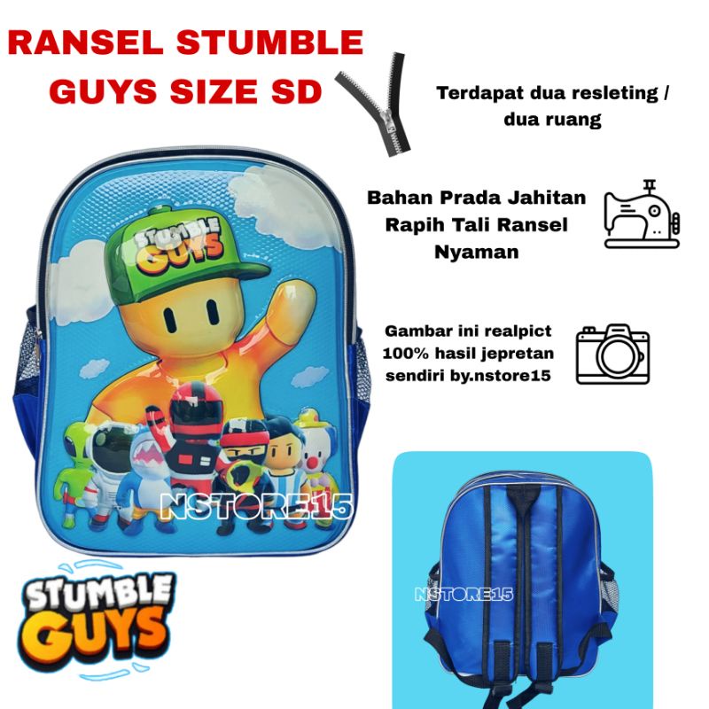 Tas ransel sekolah anak laki laki motif STUMBLE GUYS realpict