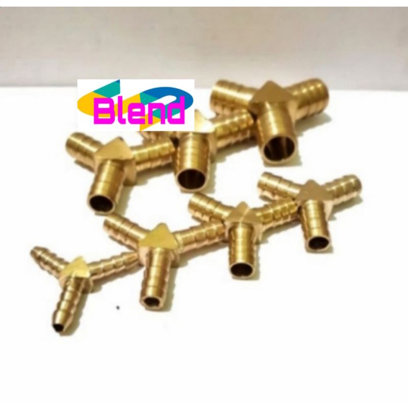 9 mm Nepel Cabang 3-Y 5/16 inch KUNINGAN Sambungan Selang Gas/Air