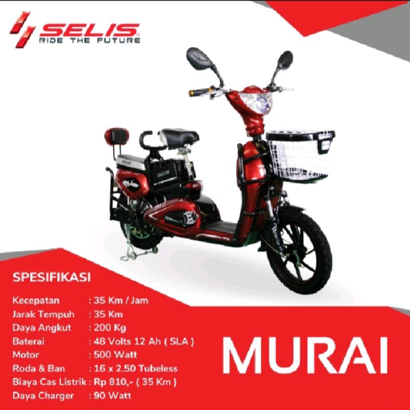 PROMO GRATIS ONGKIR SEPEDA LISTRIK SELIS MURAI Electric E Bike 500 watt