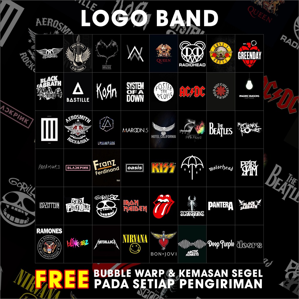 (48 PCS) Poster Dinding Aesthetic Bundle Logo Band | Dekorasi Kamar Aesthetic