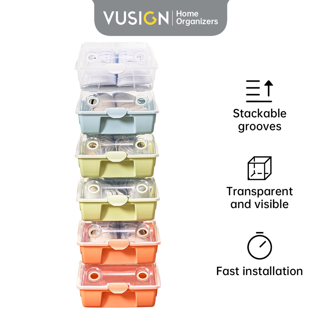 Vusign Shoes Storage Box / Box Penyimpanan Sepatu Plastik Serbaguna Transparan VS55X
