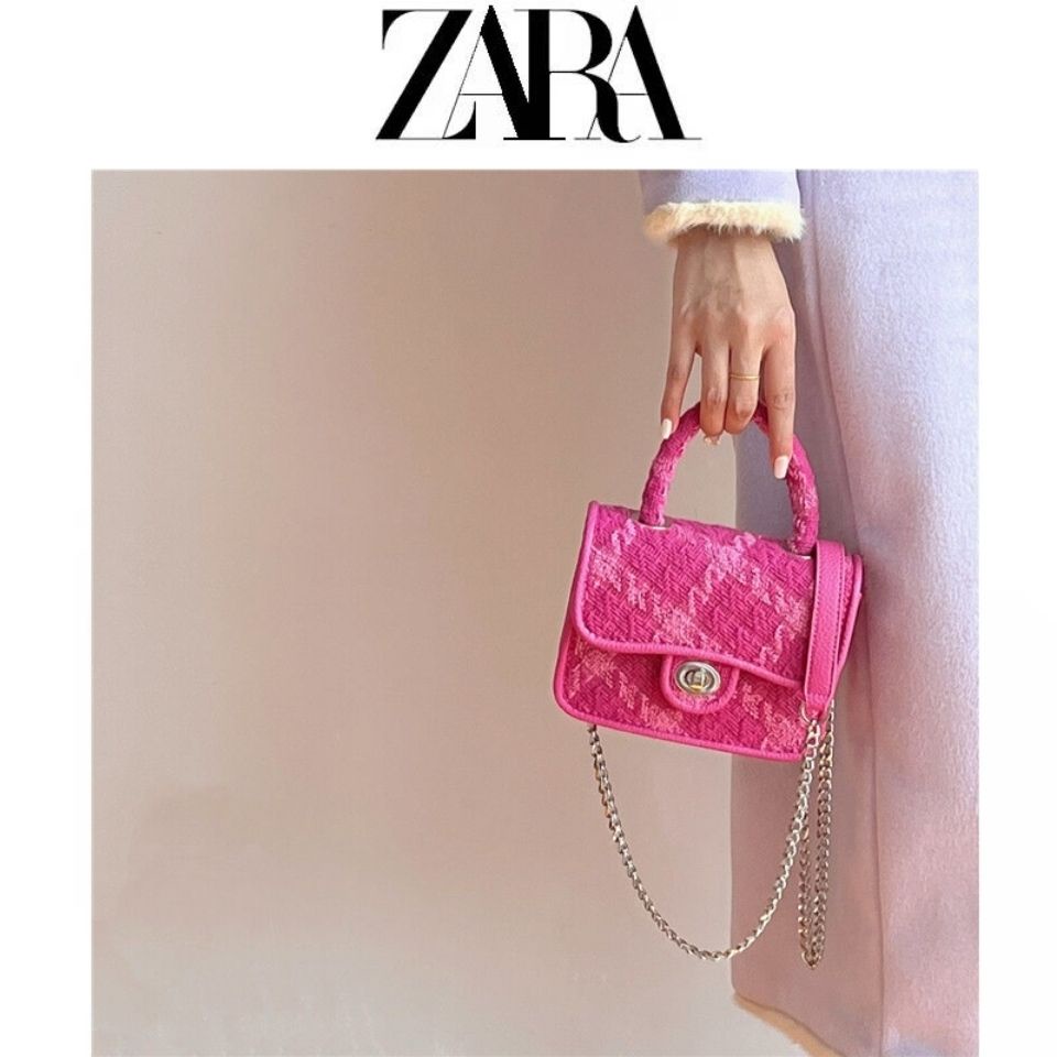 Suhao ZARA tas tas wanita 2022 baru rose red chain messenger bag high-end tas tangan gaya asing kecil