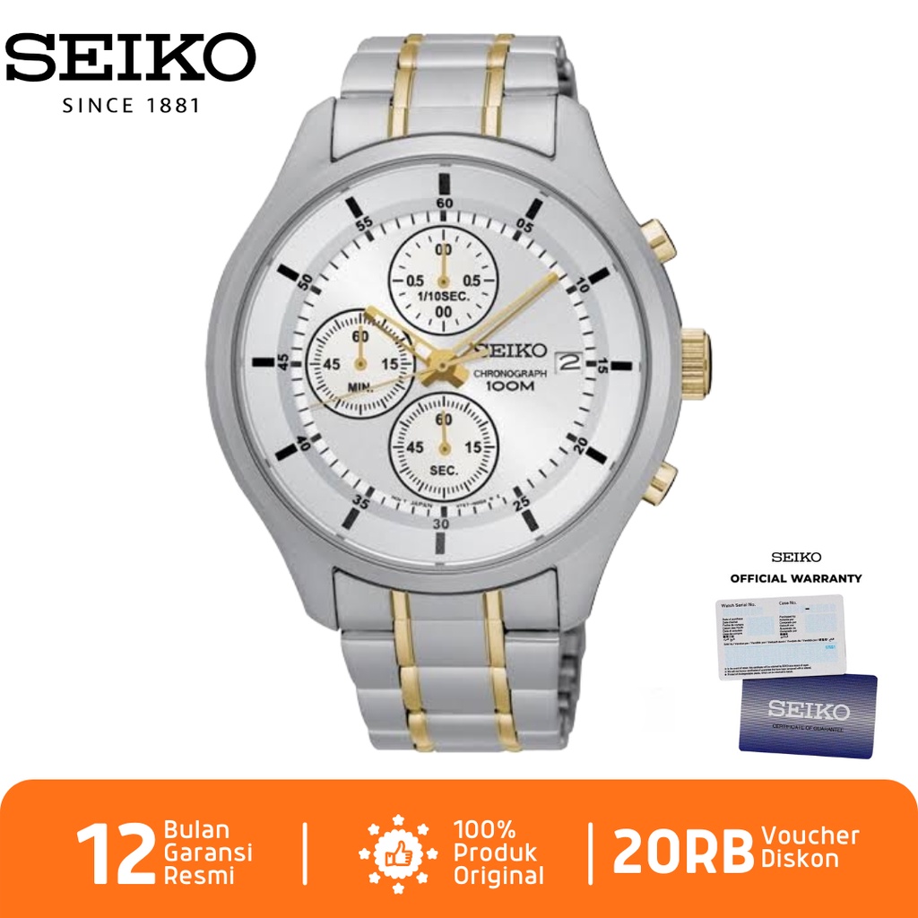 Seiko Pria SKS541 Jam Tangan Pria Seiko Chronograph SKS541P1 Quartz Stainless Steel Strap
