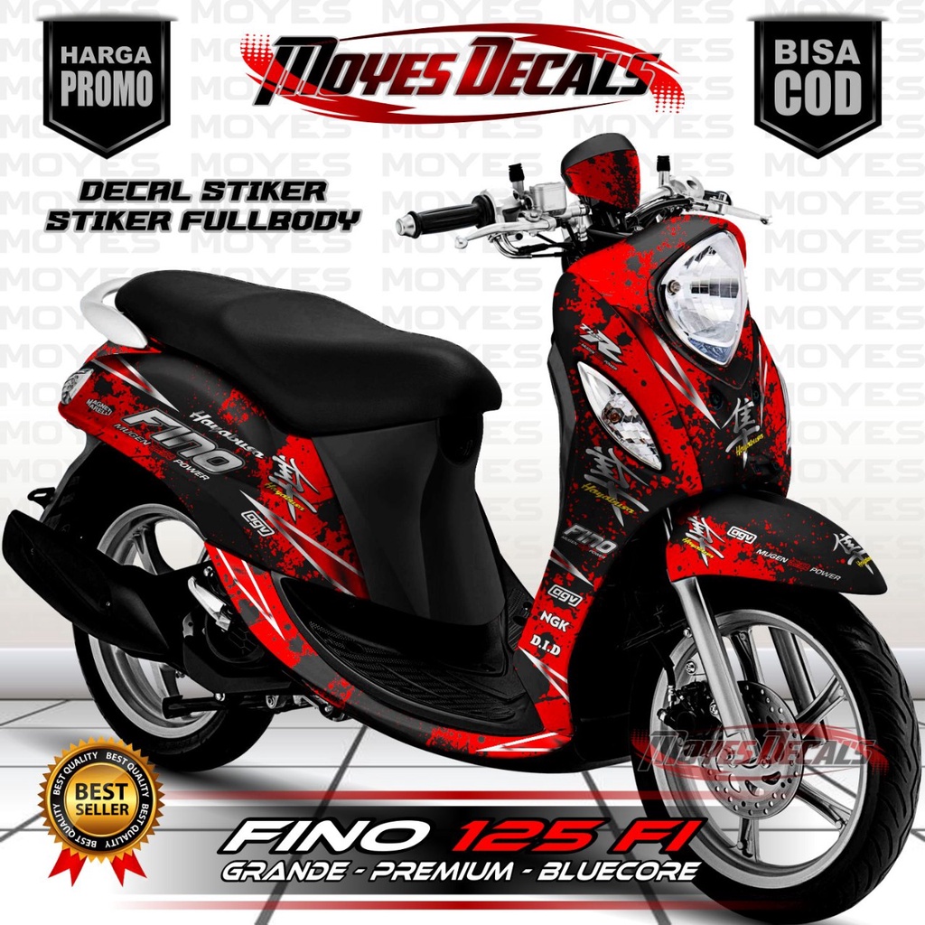 Decal Sticker Fino 125 FI - Motif Hayabusa Warna Merah Fullbody