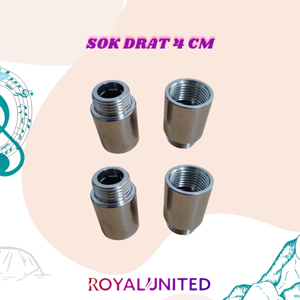 SOK NEPEL SOCK DRAT LUAR BULAT 40MM / PIPA STAINLESS SAMBUNGAN PREMIUM ASLI