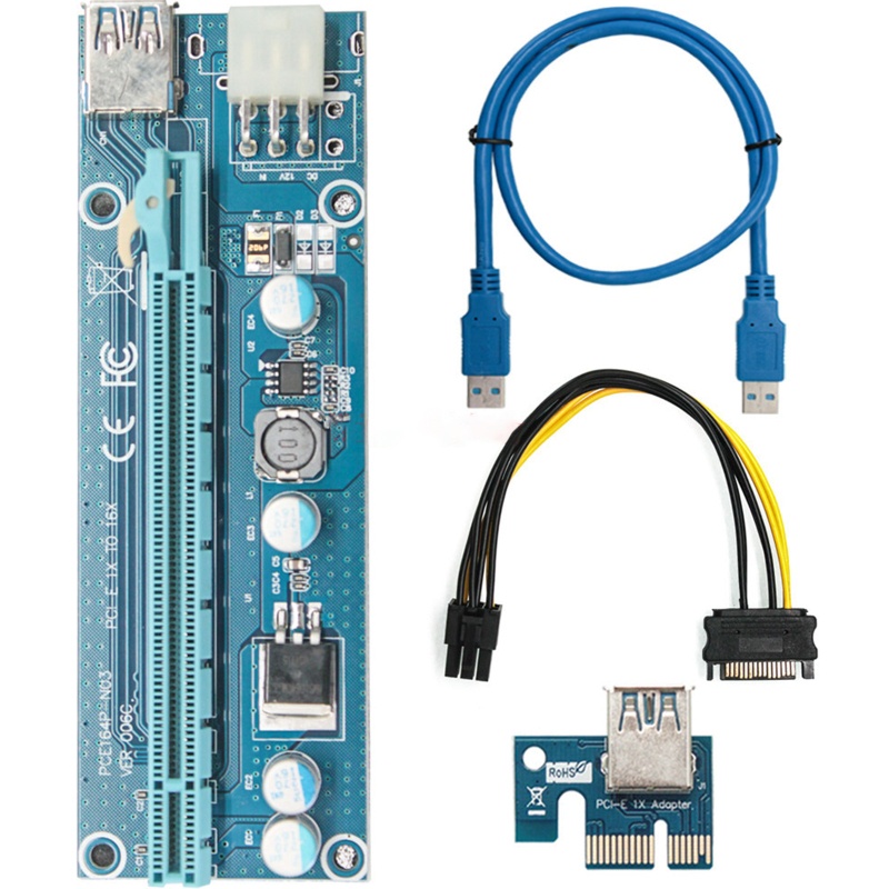 Kartu Riser btsg PCI-E 006pci Untuk Express 1X to16X Extension USB3.0 Cable 4Pin C