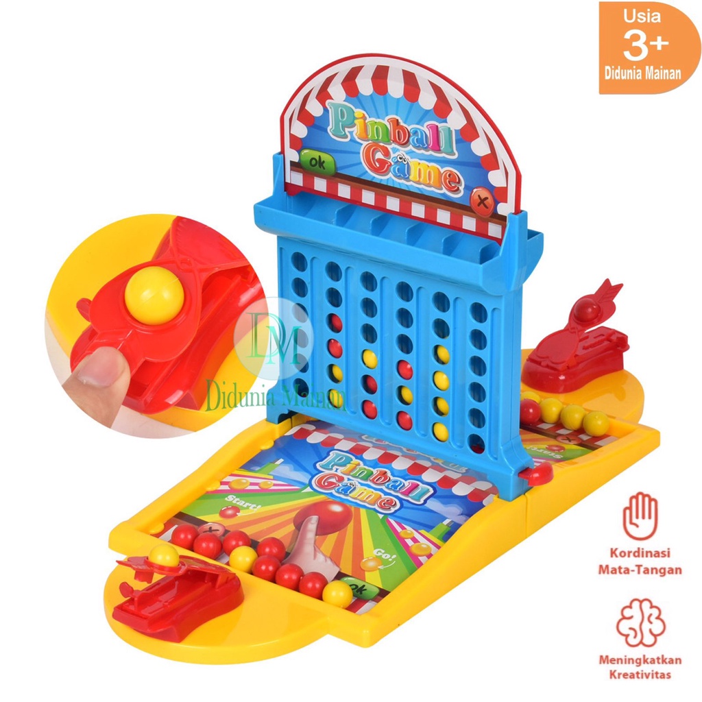 Pinball board game play set mainan edukasi anak tanding tembak bola