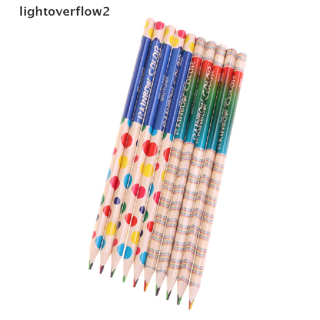 (lightoverflow2) 10pcs / Set Pensil Warna Satu Inti Tipis Untuk Stationery (ID)