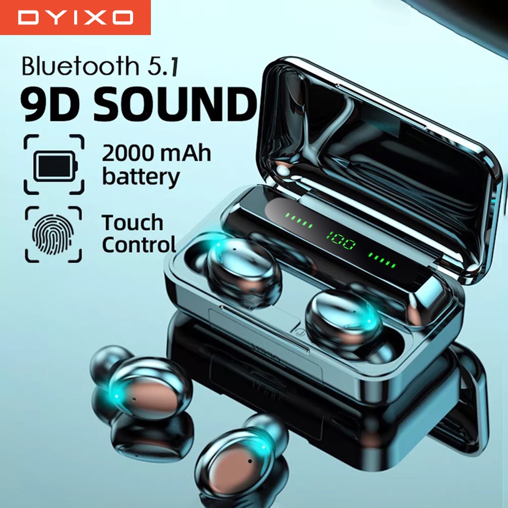 F9 Bluetooth Earphones 9D Sound Wireless Bluetooth Headset Touch Control Bluetooth Earphone With Mic