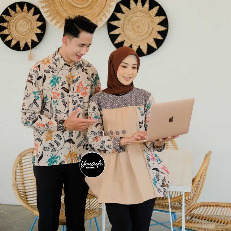 Couple Batik Pekalongan Halus Blouse Kemeja Batik Kantor Kerja Nyaman Halus