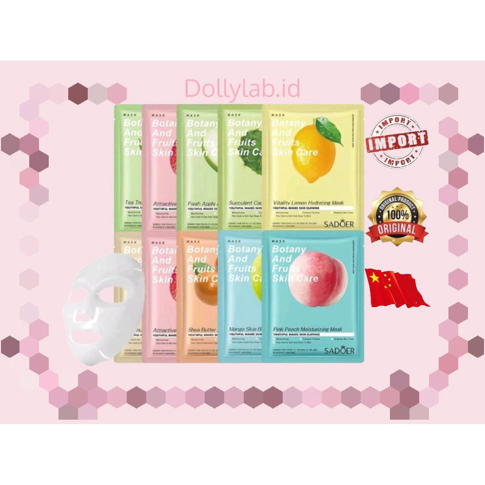 SADOER NEW Botany Fruits Facial Sheet Masker Wajah Natural Plant Mask EM027