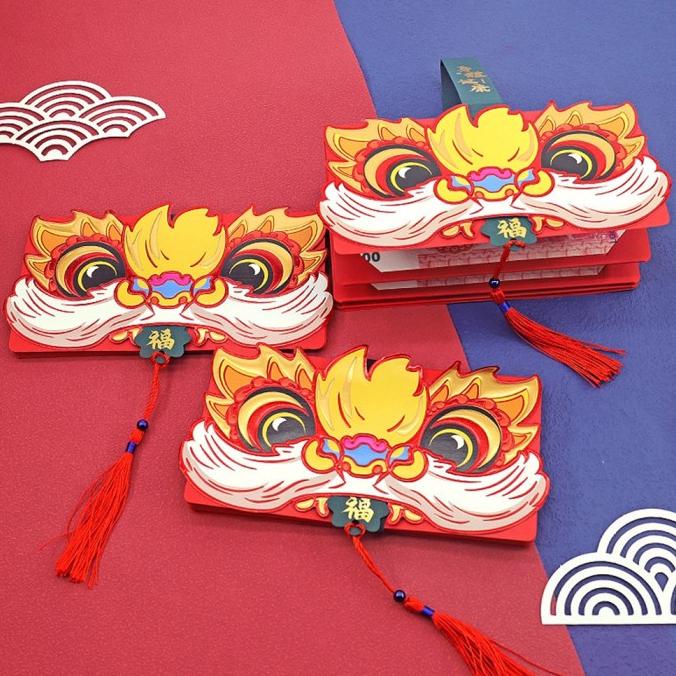 

2022 plop Angpao Tahun Ci Imlek 6 10 Ku Motif Kepala Singa War Merah 2