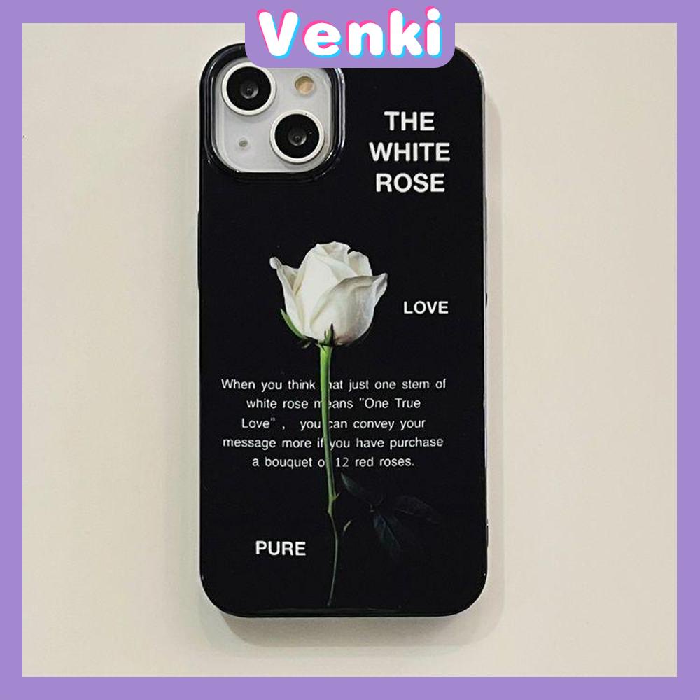 Case For iPhone 14 Series TPU Soft Case White Rose Glossy Black Candy Case Camera Protection Shockproof For iPhone 14 13 12 11 Plus Pro Max 7 Plus X XR