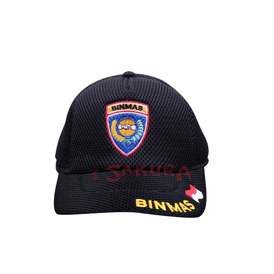 Topi Binmas Merah putih Jaring Warna Hitam